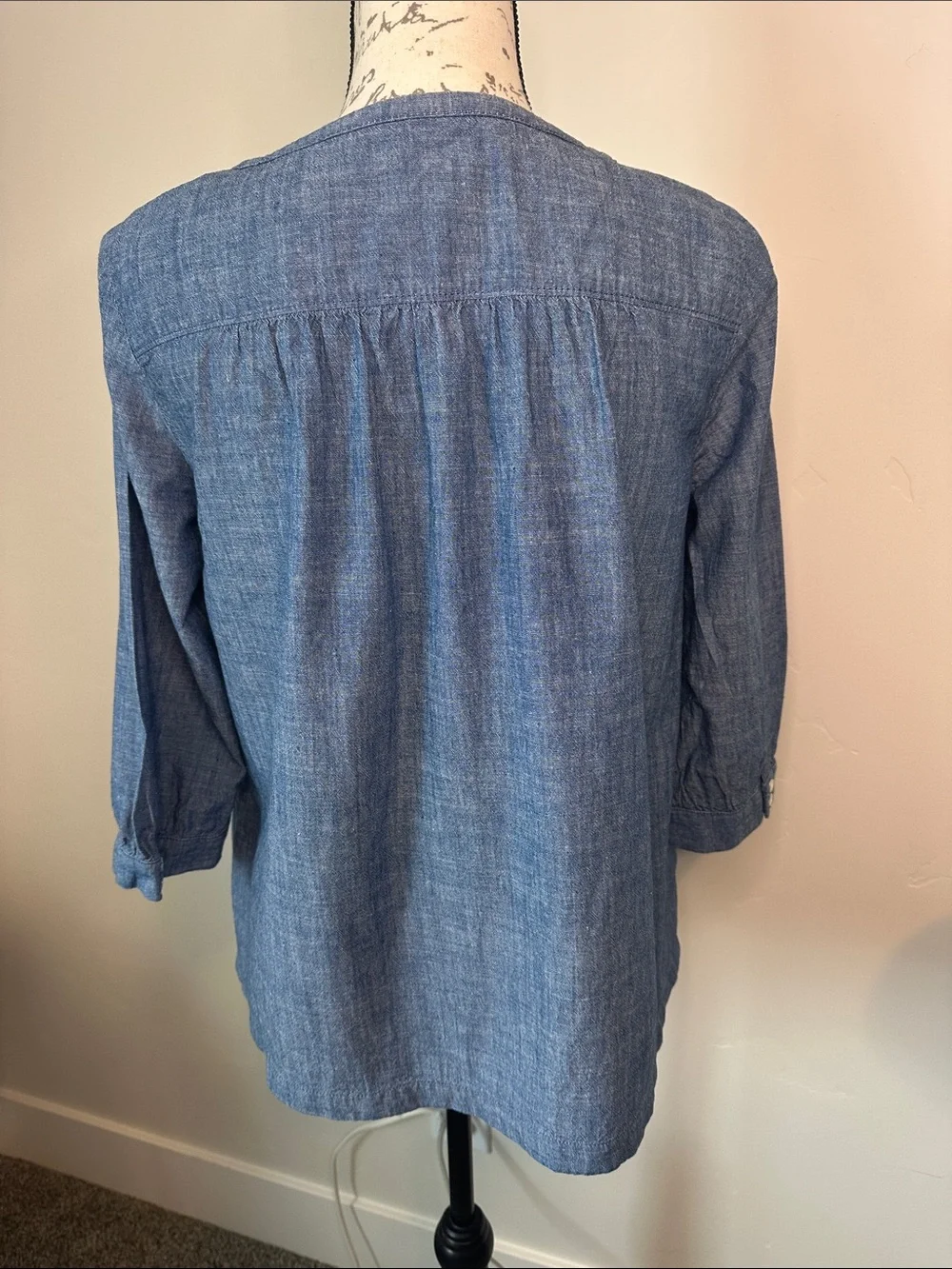 J. Crew Light Blue Chambray Henley Blouse